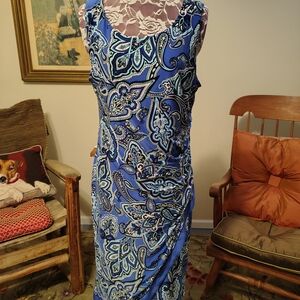 Blue Paisley Sleeveless Dress